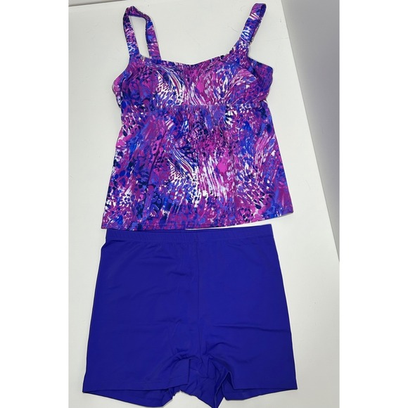 Kim Gravel x Swimsuits For All Other - Kim Gravel x Swimsuits For All Purple Animal Print Tankini Boy Short Set 10 NEW